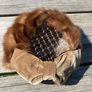 Vintage mink fascinator hat